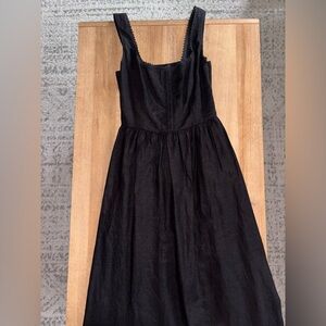 House of Harlow linen blend dress with trim neckline detail